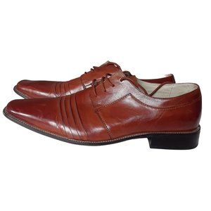 Stacy Adams Leather Oxford Mens Dress Shoe Cognac Brown Size 11.5